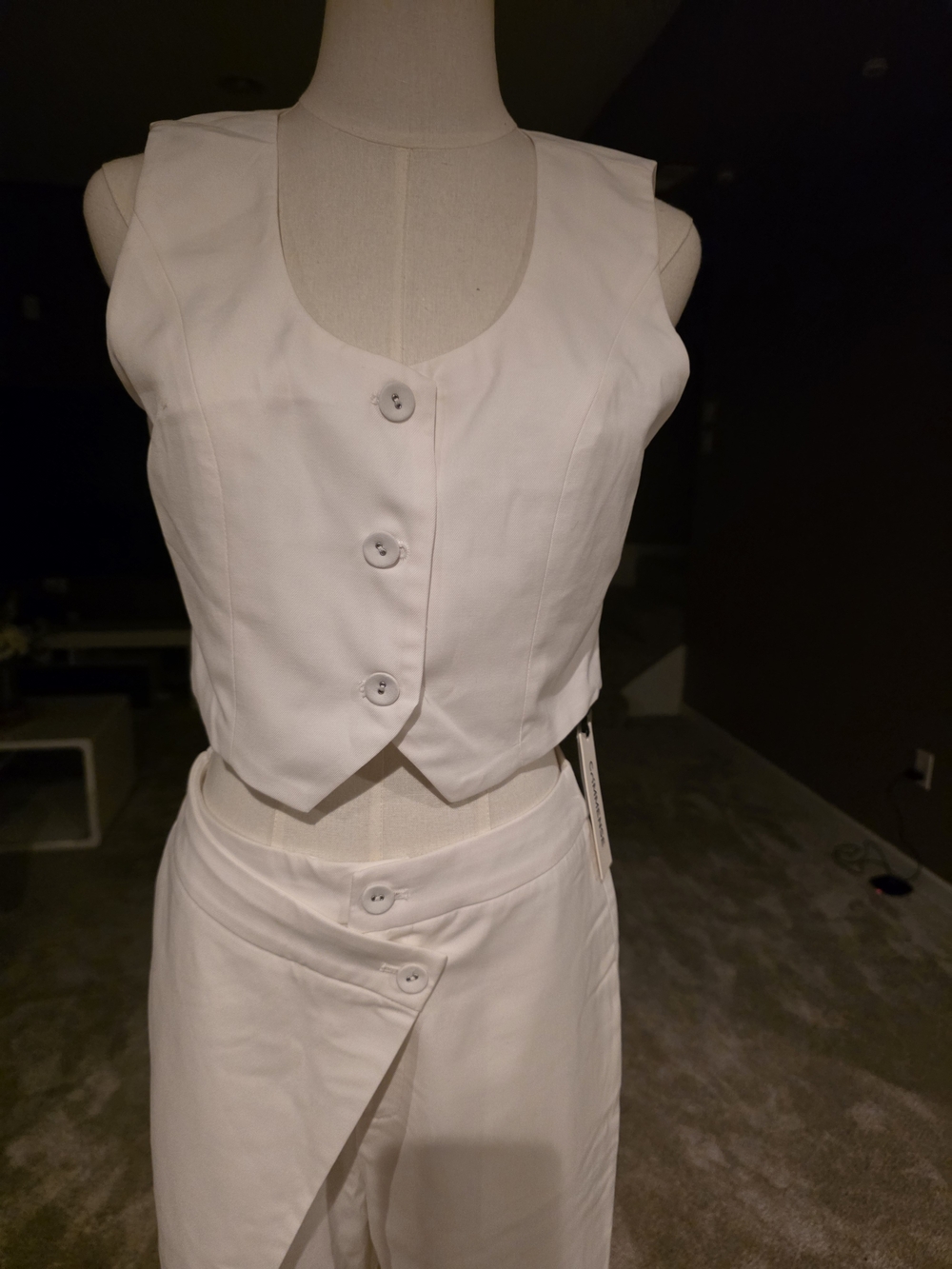 Commense Solid Asymmetrical Straight Leg Pants Set - Picture 9 of 9